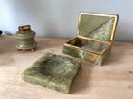 Vintage groen Onyx sigaren doos asbak aansteker jaren 60, Ophalen of Verzenden