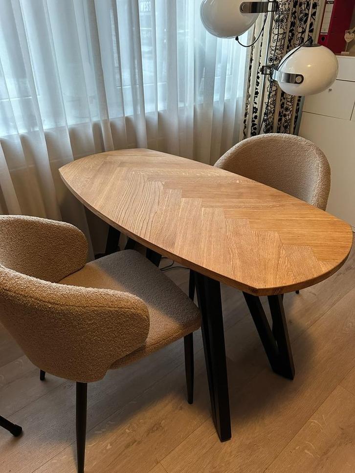 Leuk setje met tafel en 2 stoelen, Huis en Inrichting, Stoelen, Nieuw, Twee, Hout, Stof, Bruin, Ophalen