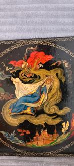 Russisch lak schilderij paneel sprookje schone slaapster ?, Antiek en Kunst, Ophalen of Verzenden
