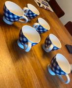 6 mokken Marieke at home blauw geblokt, Ophalen, Nieuw, Overige stijlen, Kop(pen) en/of Schotel(s)