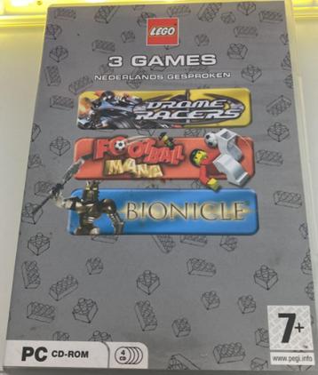 LEGO 3 Games Drome Racers, Football Mania, Bionicle PC beschikbaar voor biedingen