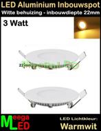 LED inbouwspot panel spot Rond wit 3 Watt Warmwit - 230V-3W, Huis en Inrichting, Lampen | Spots, LEDinbouwspot, Led, Metaal of Aluminium