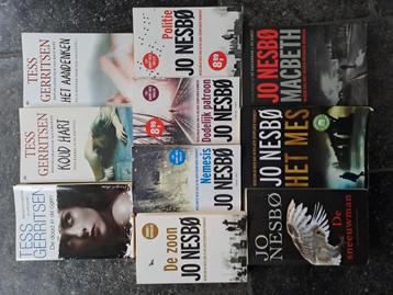 10 stuks boeken Tess Gerritsen en Jo Nesbø beschikbaar voor biedingen