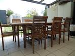 tuintafel met 8 stoelen en 8 zitkussens, Ophalen, Gebruikt, Teakhout, 8 zitplaatsen
