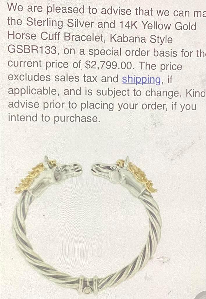 Na Hoku Hawaï Zilverenarmband paardenhoofden gouden manen, Sieraden, Tassen en Uiterlijk, Armbanden, Zo goed als nieuw, Zilver
