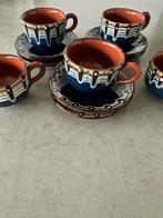 6 Vintage aardewerk keramiek Bulgaars kop en schotel, Ophalen of Verzenden