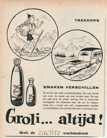 retro reclame 1960 Groli frisdrank voor trekkers beschikbaar voor biedingen