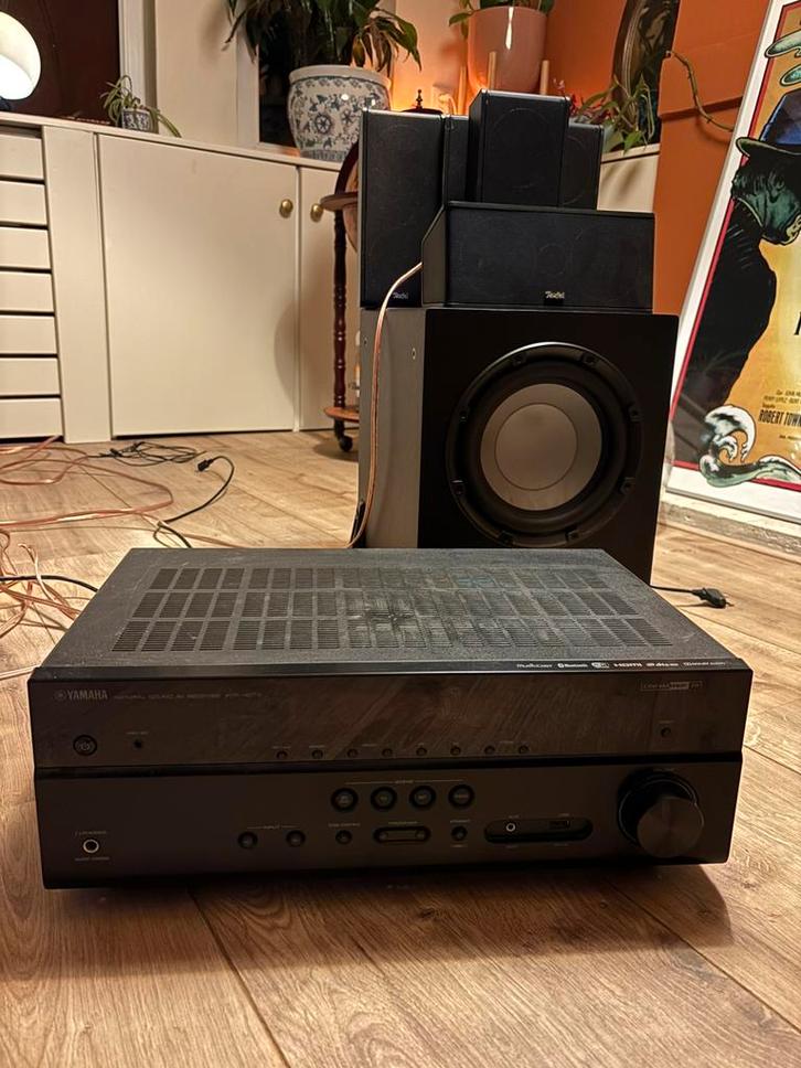 5.1 luidsprekersysteem + versterker (Teufel en Yamaha), Audio, Tv en Foto, Home Cinema-sets, Zo goed als nieuw, Overige spelers