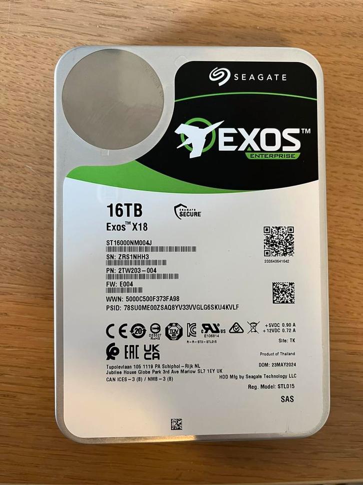 Seagate Exos 16TB SAS hardeschijf (nieuw), Computers en Software, Harde schijven, Nieuw, HDD, SAS, Ophalen of Verzenden