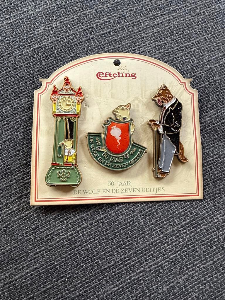 Efteling 50 Jaar Wolf en 7 Geitjes Pinset, Verzenden, Zo goed als nieuw, Button of Speldje