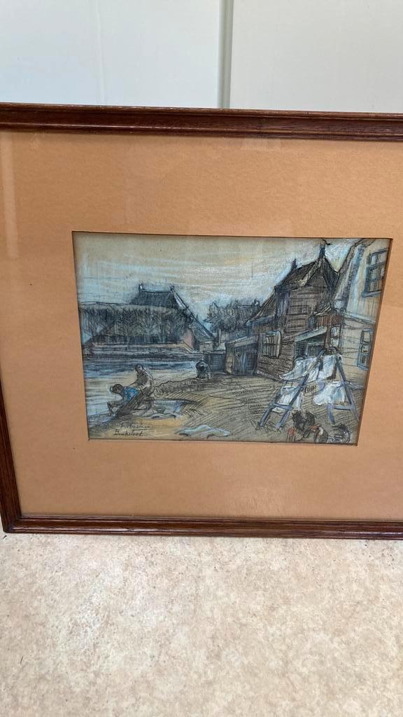 Oud Dorpsgezicht Buiksloot Jonkvr. I van Eysinga, Antiek en Kunst, Kunst | Schilderijen | Klassiek, Ophalen of Verzenden
