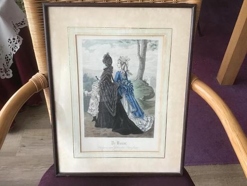 Mode Prent 1875.  De Bazar  Amsterdam, Antiek en Kunst, Kunst | Etsen en Gravures, Ophalen of Verzenden