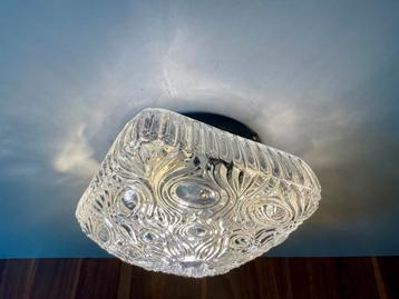 Plafondlamp helder bewerkt glas vierkant 18 cm beschikbaar voor biedingen