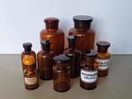 lot 9st oranje bruine glazen potten apothekerspotten 14-24cm, Ophalen of Verzenden, Huis en Inrichting