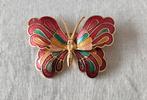 Opvallende cloisonne 2 D multi colored vlinder broche, Ophalen of Verzenden, Zo goed als nieuw, Rood
