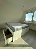 Bed frame + mattress (180x200), Huis en Inrichting, Slaapkamer | Bedden, Gebruikt, Wit, Tweepersoons, Ophalen of Verzenden