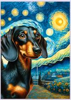 Grote Dachshund Teckel van Gogh Sterrennacht Poster, Verzamelen, Posters, Ophalen of Verzenden, Nieuw, A1 t/m A3, Film en Tv