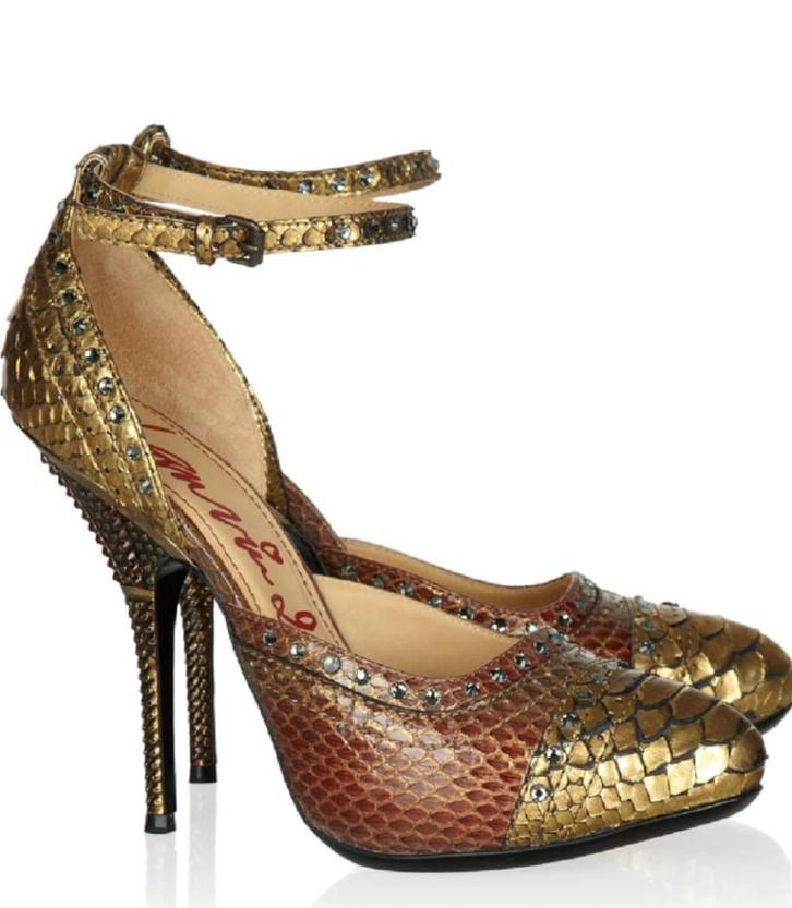 Stijlvolle Lanvin pumps in goudkleurige python + kristal, 37, Kleding | Dames, Schoenen, Nieuw, Pumps, Overige kleuren, Verzenden