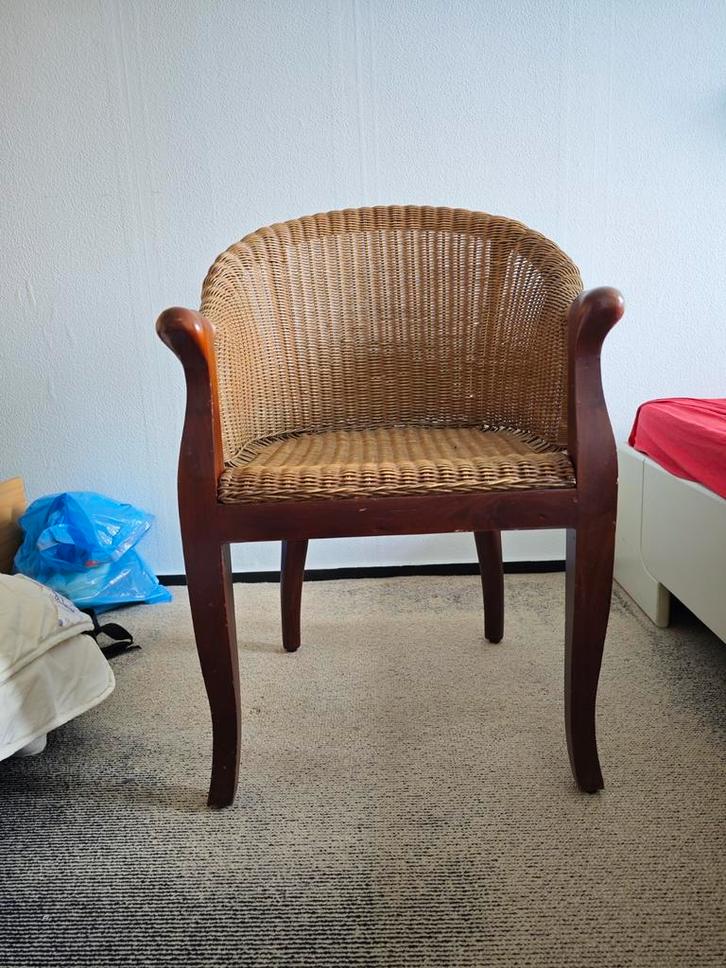 Rieten stoel, Huis en Inrichting, Stoelen, Gebruikt, Eén, Riet of Rotan, Bruin, Ophalen