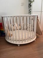 Ronde Witte Box/Wieg + Matras, Hoeslakens & Boxkleed, Ophalen, Nieuw, Wieg