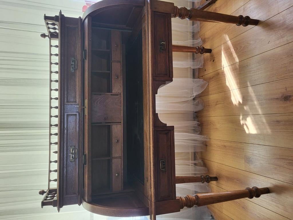 Antiek eiken cilinderbureau van XVIII eeuw, Antiek en Kunst, Ophalen of Verzenden