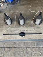 Te koop : hanglamp  met drie kelken, Huis en Inrichting, Lampen | Hanglampen, Ophalen, Zo goed als nieuw, Glas, Minder dan 50 cm