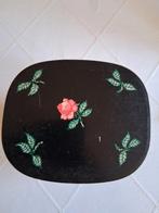 TOMADO trommeltje zwart met roze roosjes *eureka*, Ophalen of Verzenden, Gebruikt, Gebruiksvoorwerp