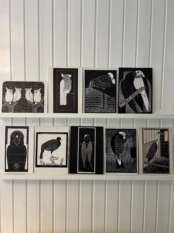Vogels - Samuel Jessurun - set van 9 ArtPrintCards A4, Huis en Inrichting, Woonaccessoires | Wanddecoraties, Nieuw, Ophalen of Verzenden
