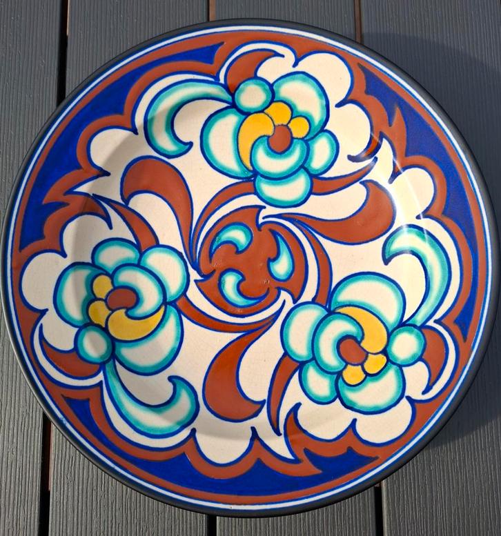 Zeldzaam mooi groot Gouda plateel wandbord, Antiek en Kunst, Antiek | Keramiek en Aardewerk, Ophalen of Verzenden