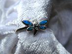 Mooie Fijne Zilveren Ring met Blauwe Opaal - Vlindertje, Sieraden, Tassen en Uiterlijk, Antieke sieraden, Verzenden, Zilver, Ring