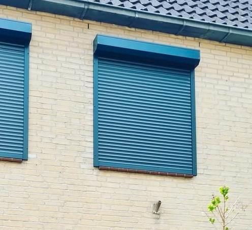 Antraciet blauwe rolluiken met band, Doe-het-zelf en Verbouw, Rolluiken, 100 tot 150 cm, 100 tot 150 cm, Overige kleuren, Ophalen