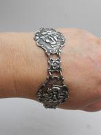 Zilveren Art Nouveau armband met afbeeldingen nr.402, Sieraden, Tassen en Uiterlijk, Antieke sieraden, Armband, Ophalen of Verzenden