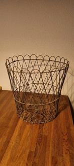 Vintage Franse gaasdraadmand/prullenbak, Ophalen, Rechthoekig, Hout