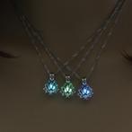Lichtgevende Lotusbloem Dames Ketting Bloem Glow In The Dark, Verzenden, Nieuw, Blauw, Overige materialen