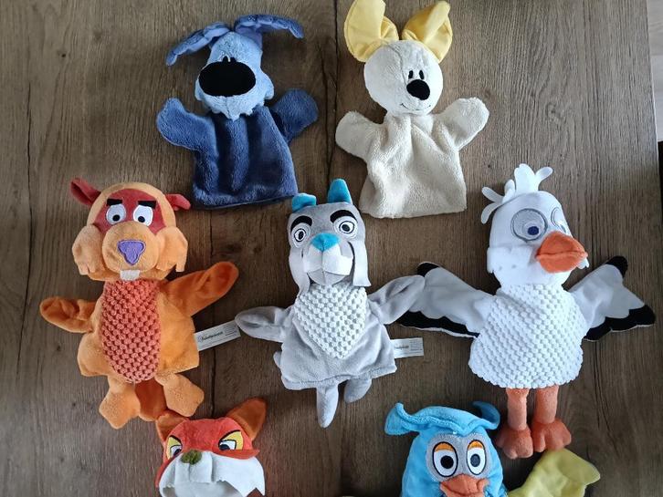 7 handpoppen (5) Fabeltjeskrant en (2) Woezel & Pip, Kinderen en Baby's, Speelgoed | Knuffels en Pluche, Zo goed als nieuw, Overige typen