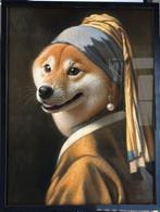 SHIBA INU Hond Kunst Poster Meisje met de Parel vermeer, Verzenden, Nieuw, Rechthoekig Staand