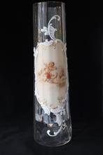 Antieke Franse Art Nouveau emaille glas vaas 1870-1890, Ophalen of Verzenden