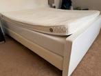 Witte tweepersoons boxspring 180-200 incl topper, Ophalen, Gebruikt, Wit, Tweepersoons