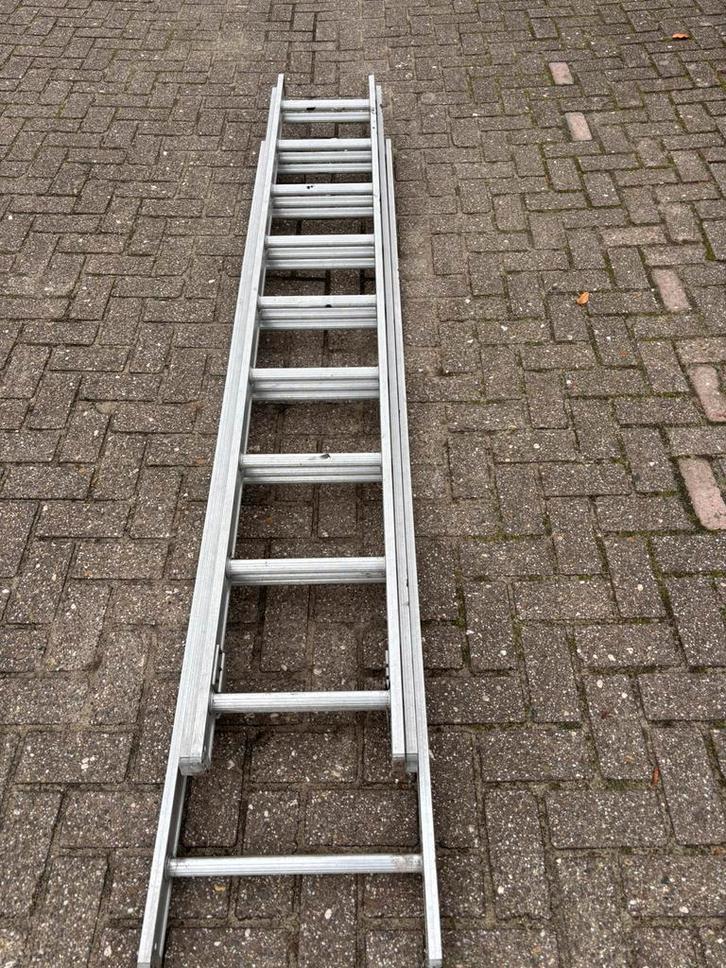 3-delige aluminium ladder ruim 6 meter, Doe-het-zelf en Verbouw, Ladders en Trappen, Gebruikt, Ladder, 4 meter of meer, Opvouwbaar of Inschuifbaar