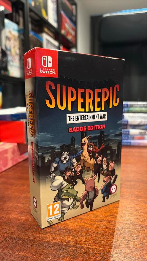 SuperEpic: The Entertainment War - Badge Collector's Edition, Spelcomputers en Games, Games | Nintendo Switch, Zo goed als nieuw