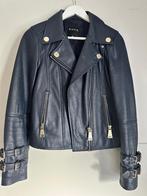 NIKKIE leren biker jack donker blauw - M, Kleding | Dames, Jassen | Zomer, Blauw, Ophalen of Verzenden, Zo goed als nieuw, Nikkie