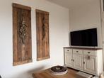 2x Wandpaneel met haak van oud wagonhout, Ophalen, Zo goed als nieuw