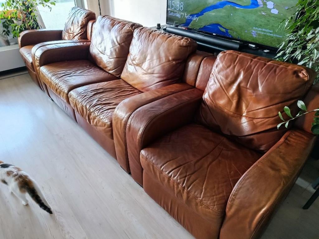 Nattuzzi bankstel en 2 fauteuils die uitschuifbaar ziin, Ophalen, Gebruikt, 150 tot 200 cm, Rechte bank