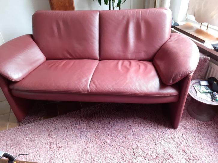 Leolux leren tweepersoons zitbankje, Huis en Inrichting, Banken | Sofa's en Chaises Longues, Zo goed als nieuw, Tweepersoons, 150 tot 200 cm