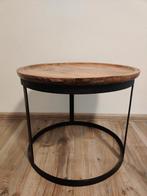 Houten salontafel - rond model met metalen frame, Ophalen, Gebruikt, 50 tot 100 cm, Rond