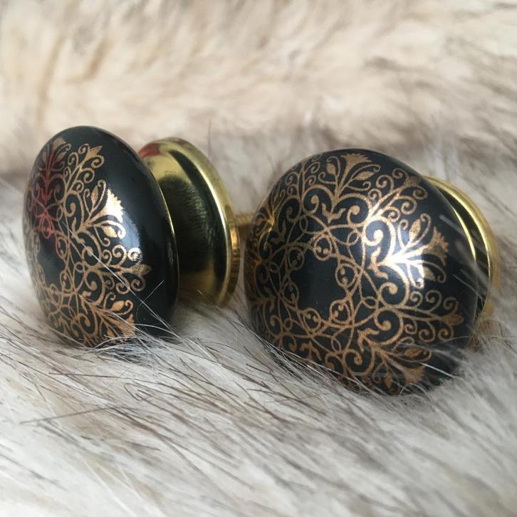 Brocante Deluxe kastknop - Porselein met Gouden Bloemmotief, Huis en Inrichting, Woonaccessoires | Overige, Nieuw, Ophalen of Verzenden