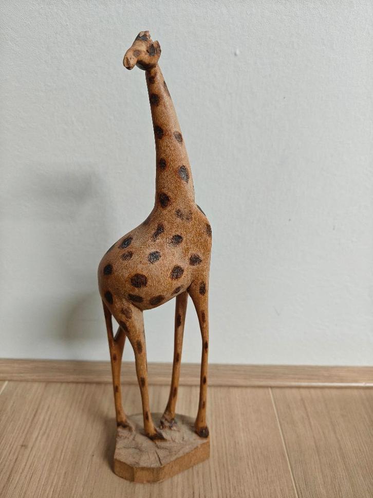 Handgesneden vintage Giraffe beeld hout, Antiek en Kunst, Kunst | Beelden en Houtsnijwerken, Ophalen of Verzenden