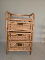 Kastje met 3 laden van rotan bamboo, Overige materialen, Minder dan 50 cm, Ophalen of Verzenden, 3 of 4 laden