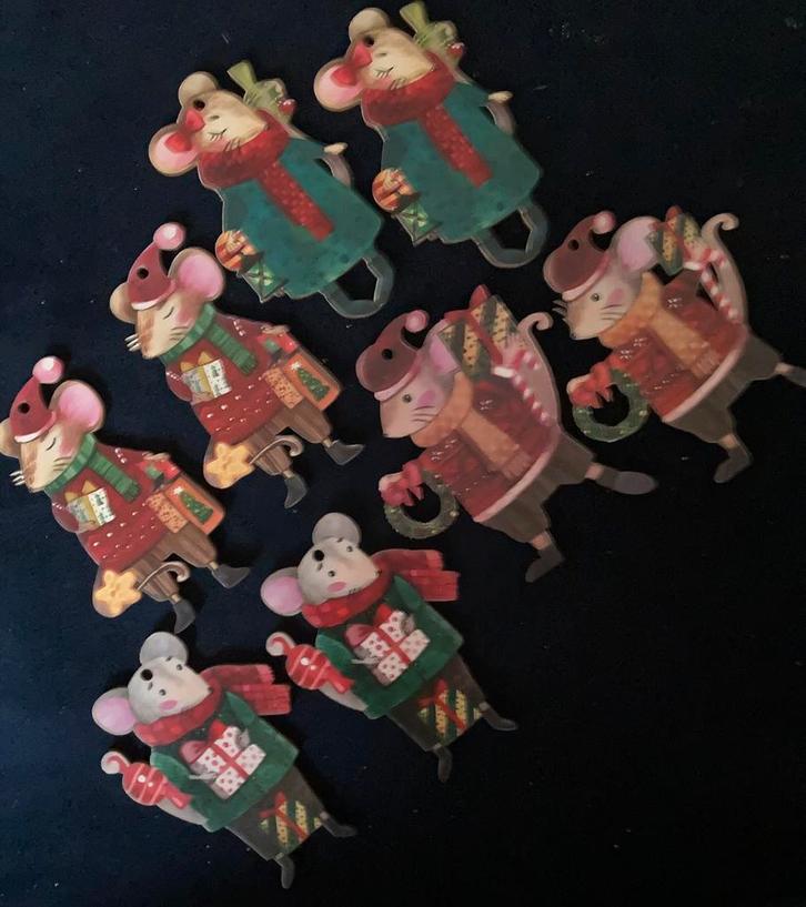 Set kerstboomhangers muis kerstkrans kerstcadeaus hout 8 st, Diversen, Kerst, Nieuw, Ophalen of Verzenden