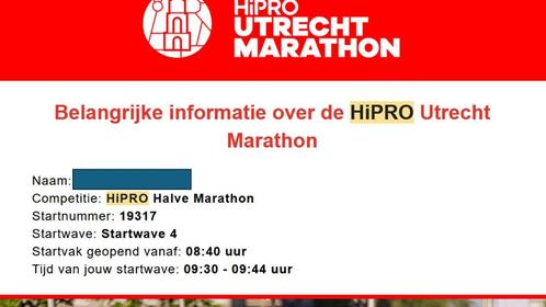 Hipro utrecht halve marathon, Tickets en Kaartjes, Evenementen en Festivals, Eén persoon